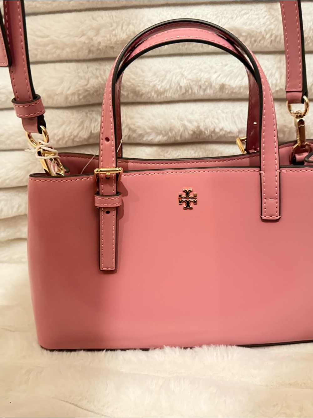 Tory Burch Rose Pink Leather Mini Satchel with Gold Hardware - Picture 3 of 11